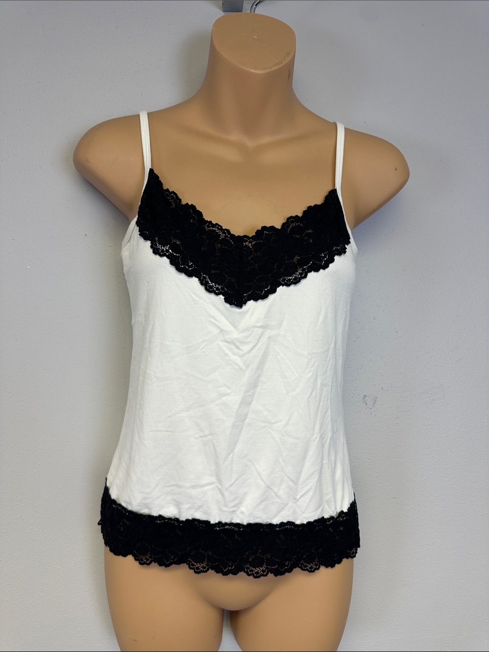 White House Black Market White Lace-Trim Layering Cami Tank Top
